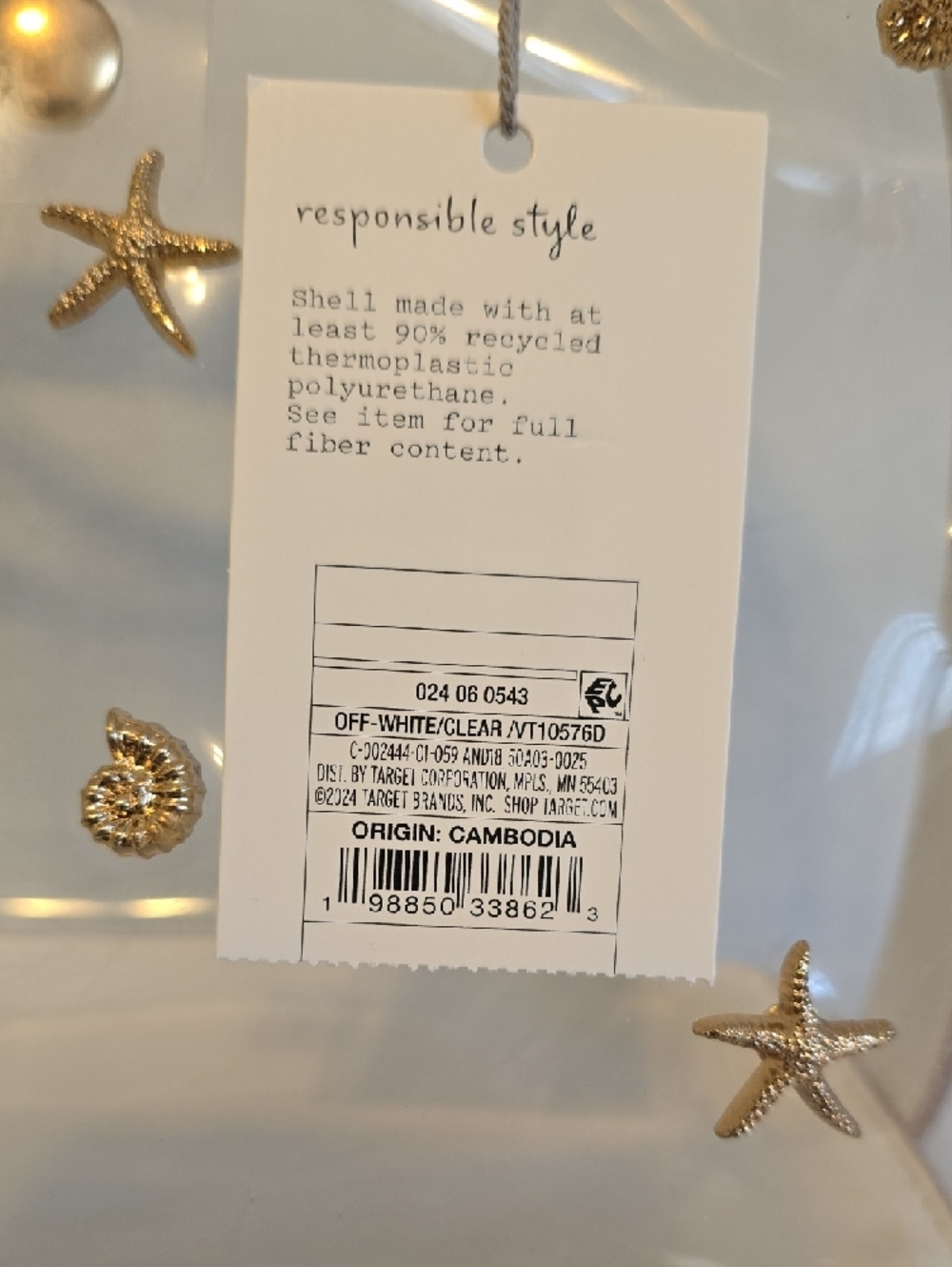 a new day Clear Tote with Gold Shell & Star Accents - Creme Trim - Picture 2 of 13